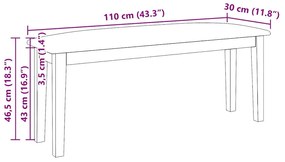 barna tömörfa gumiból pad 110 cm