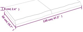 világosbarna kezelt tömör tölgyfa asztallap 120x50x(2-6) cm