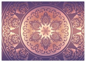 Kép - Mandala lila színátmeneten (üvegen) (70x50 cm)