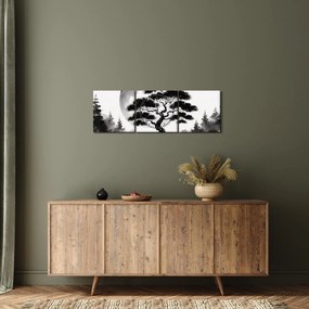 Kép – Fekete-fehér bonsai (órával) (90x30 cm)
