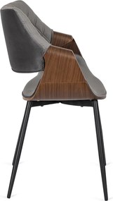 DAKOTA bársony szék szürke / dió színben