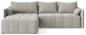Világosszürke kinyitható-tárolóhelyes sarokkanapé (bal oldali-heverő résszel) Moku – Makamii