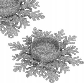 Karácsonyi Gyertyatartó Tealight Ezüst Csillámos Glamour Csillámos 12 cm