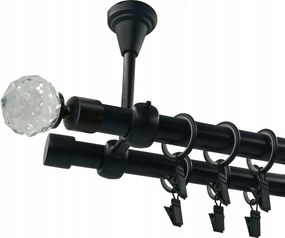 Mennyezeti Függönykarnis Fekete Matt 19+19mm Crystal 120cm