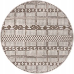 Kerek szőnyeg 120cm, lapos szövésű, zsinór szőnyeg, bézs-krémszínű