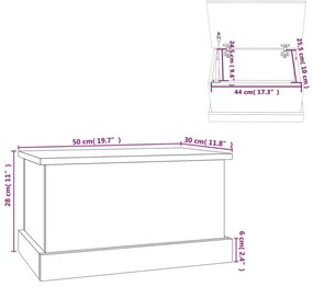 betonszürke szerelt fa tárolóláda 50 x 30 x 28 cm
