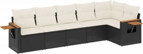 vidaXL 6 részes fekete polyrattan kerti ülőgarnitúra párnákkal
