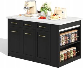 Konyhasziget, összecsukható étkezőasztal tálalószekrény fekete fehér márvány mintás