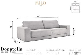 Türkiz kordbársony kinyitható kanapé 250 cm Donatella – Milo Casa