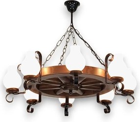 Brilagi - Láncra szerelt ROATA csillár 8xE14/40W/230V, átmérő 70 cm, bükk/dió