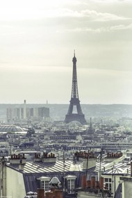 Poszter 20x30cm Az Eiffel-torony a Montmartre 2 lakás ablakán keresztül látható,