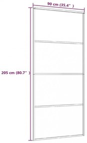 fehér matt ESG üveg és alumínium tolóajtó 90x205 cm