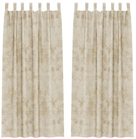 Bársonyfugönyök 2 db fémgyűrűvel Krém 260x140 cm