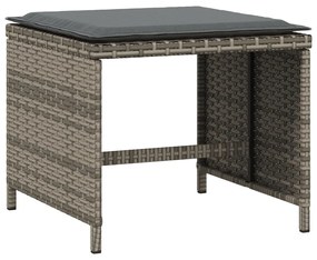 4 db szürke polyrattan kerti szék párnával 41 x 41 x 36 cm