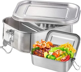 Uzsonnás Doboz 1400 ML Rozsdamentes Acél 304 Vízálló, Rekeszekkel