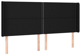 fekete szövet LED-es fejtámla 183x16x118/128 cm