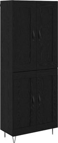 vidaXL Magasfiú Fekete tölgy 69,5 x 34 x 180 cm Faanyag