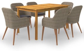 vidaXL 7 részes barna kerti étkezőgarnitúra