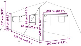 Sétáló Üvegház Felpattintható Kerettel – Zöld, 870 x 290 x 315 cm, acél