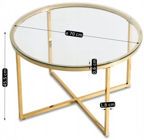 Üveg Dohányzóasztal Arany Vázzal. FLIP