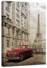Autó és Eiffel Torony, vászonkép, 50x70 cm méretben