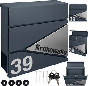 Postaláda Antracit Postaláda Házszámmal A4-ES Nagy Újságtartó