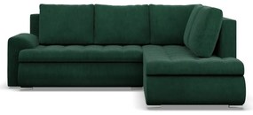 Tokio sarokkanapé, L alakú háttámlával, 2 ágyneműtartóval, kordbársony, jobboldali, zöld