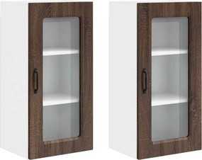 vidaXL Konyhaszekrény Kalmar 2 pcs Barna Tölgy 40 x 31 x 80 cm Faanyag
