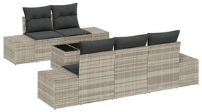 vidaXL Kerti Kanapé Szett párnával 6 pcs Világosszürke polirattan