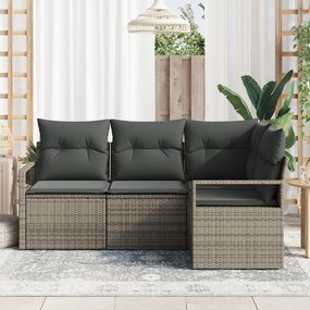 Kerti Kanapé Szett 4 pcs Szürke Poli rattan