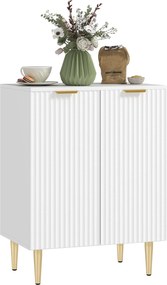 HOMCOM Konyhai Büfé, Tároló Szekrény, 2 Ajtóval, Állítható Polccal, Emelt Fém Lábakkal, Konyhába és Nappaliba, 60 x 40 x 80 cm, Fehér | Aosom