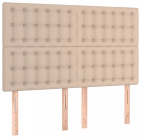 vidaXL cappuccino színű műbőr ágykeret fejtámlával 140x190 cm