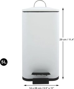 Matt fehér acél pedálos szemetes 5 l Erik – Spirella