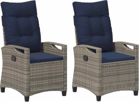 vidaXL Kerti Szék 2 pcs szürke és sötétkék 56 x 60 x 112 cm