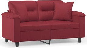 vidaXL 2 személyes bordó műbőr kanapé díszpárnákkal 120 cm