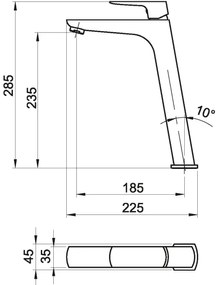 Novaservis - Mosdócsap NOBLESS EGO 28,5 cm fényezett króm