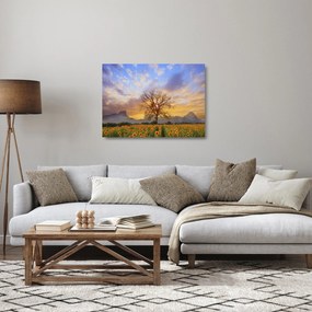 Kép - Táj napraforgóval (üvegen) (70x50 cm)