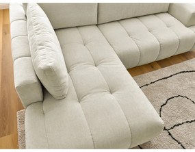 Bézs kinyitható-tárolóhelyes sarokkanapé (bal oldali-L alakú) Fuji – Bobochic Paris