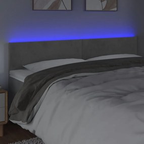 világosszürke bársony LED-es fejtámla 200x5x78/88 cm