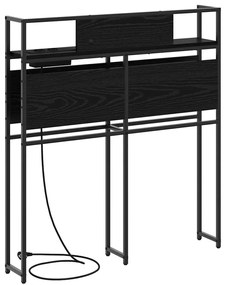 Tároló fejtámla polcokkal fejtámlával Musta tammi 90 cm Faanyag