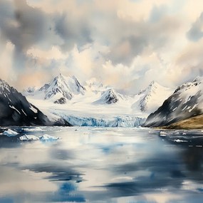 Vászonkép Canvas Tájkép Kilátás Hegyek Tó Gleccser Hó Jég 40x40