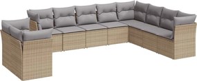 vidaXL 10 részes bézs polyrattan kerti ülőgarnitúra párnával