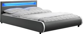 Franciaágy RGB LED világítással, szürke, 180x200, DULCEA