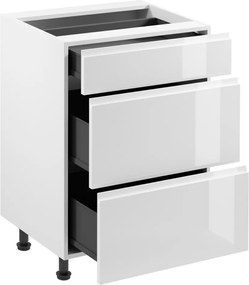 Alsószekrény, fehér/fehér extra magasfényű HG, AURORA D60S3