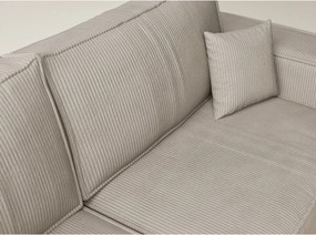 Bézs kordbársony kinyitható-tárolóhelyes sarokkanapé (bal oldali-L alakú) Tonga – Maison de Rêve