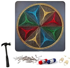 Fonalművészeti kreatív készlet, fonott fonalból készült képkeret és tartozékok, 30x30 cm