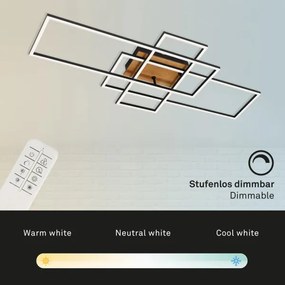 Brilo - LED Dimmelhető felületre szerelhető csillár  FRAME LED/51W/230V fekete/barna + távirányító