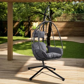 Juskys Aria rattan függőfotel - sötétszürke