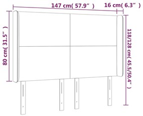 cappuccino műbőr LED-es fejtámla 147x16x118/128 cm