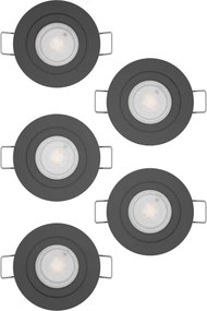 Eglo 902266 - 5 darabos BARRANCO beépíthető mennyezeti LED spotlámpa LED/4,8W/230V, fekete